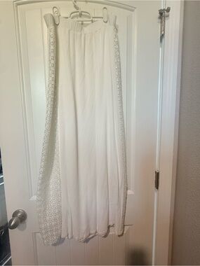 Zara White Maxi Skirt with Crochet Side Panels